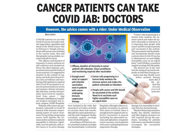 Cancer patients can take COVID JAB Doctors