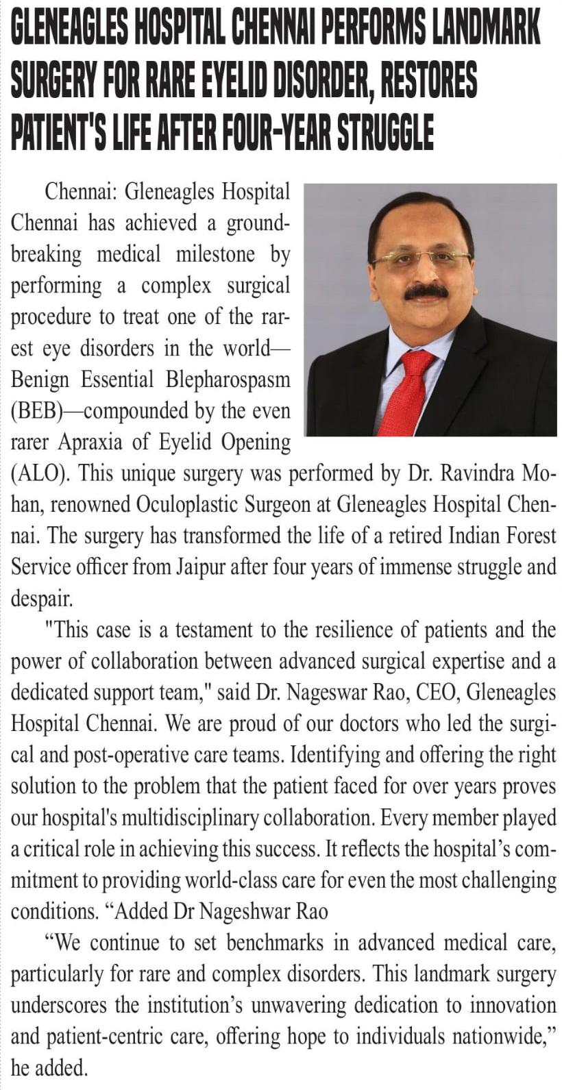 GleneaglesHospital Chennai-23.01.2025-Southern Mail-Pg04