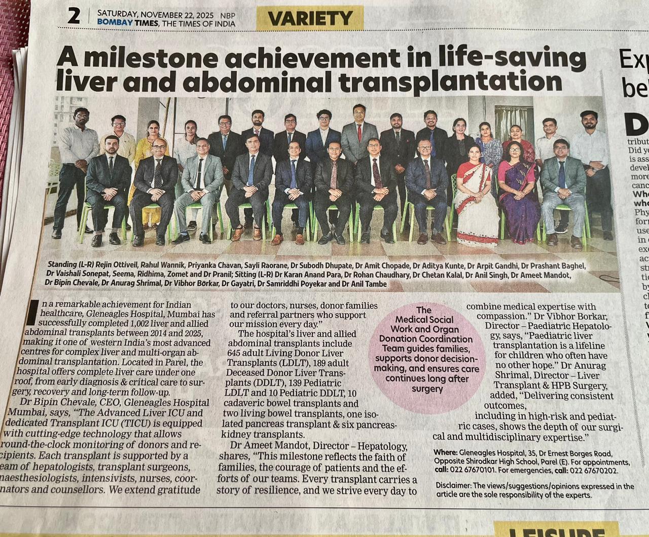 A Milestone Achievement in Life-Saving Liver and Abdominal Transplantation