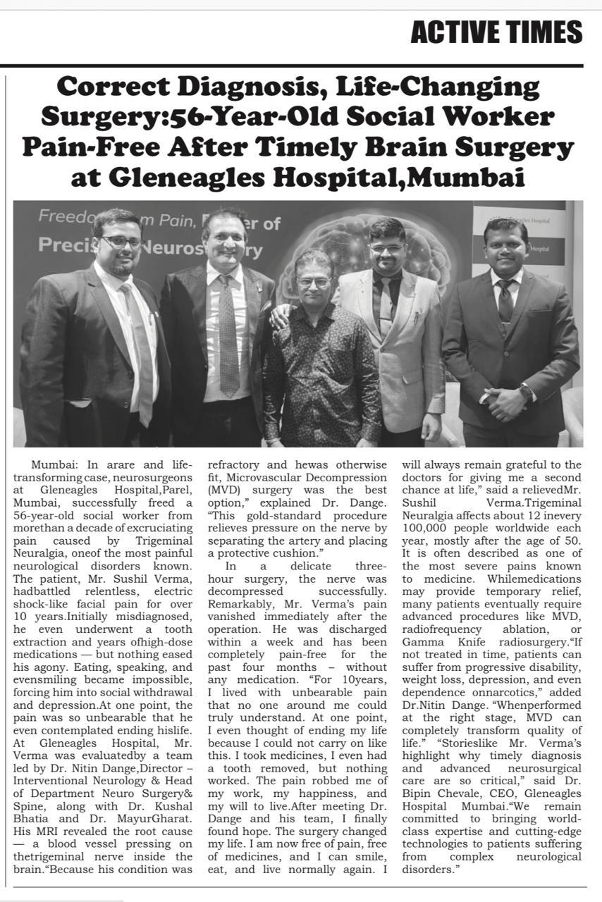 Correct Diagnosis, Life-Changing Surgery 56-Year-Old Social Worker Pain-Free After Timely Brain Surgery