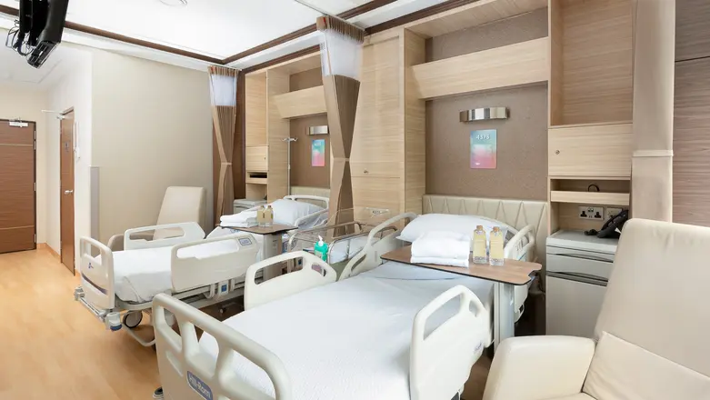 Roomy 2-bedded maternity wards at Mount Elizabeth Hospital
