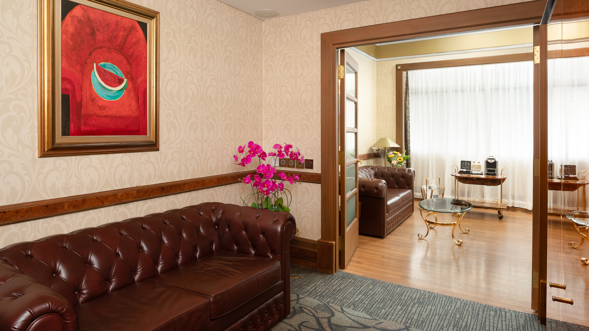 Spacious lounge area for waiting guests