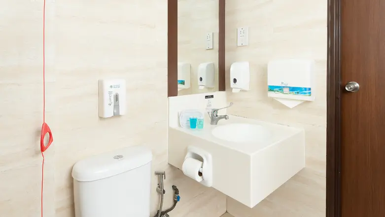 Bathroom with essential bath amenities
