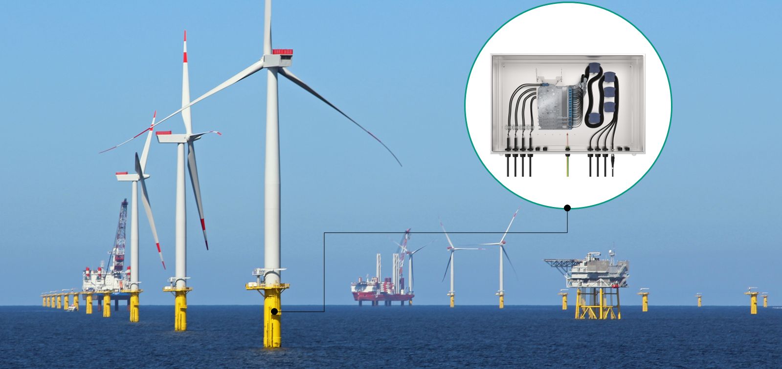 offshore windpark with splice box detail