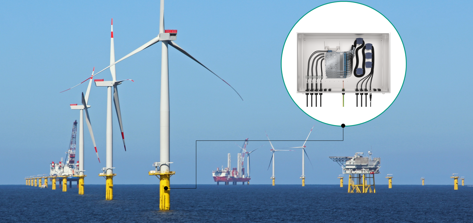 offshore windpark with splice box detail