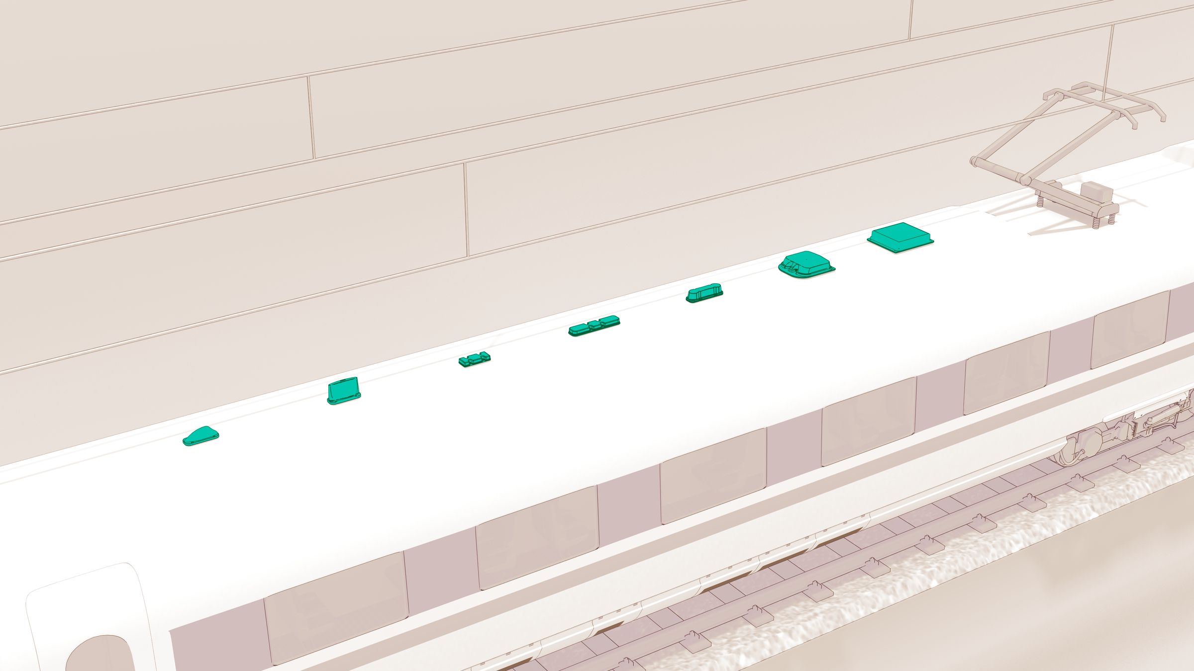 Railway antenna rooftop