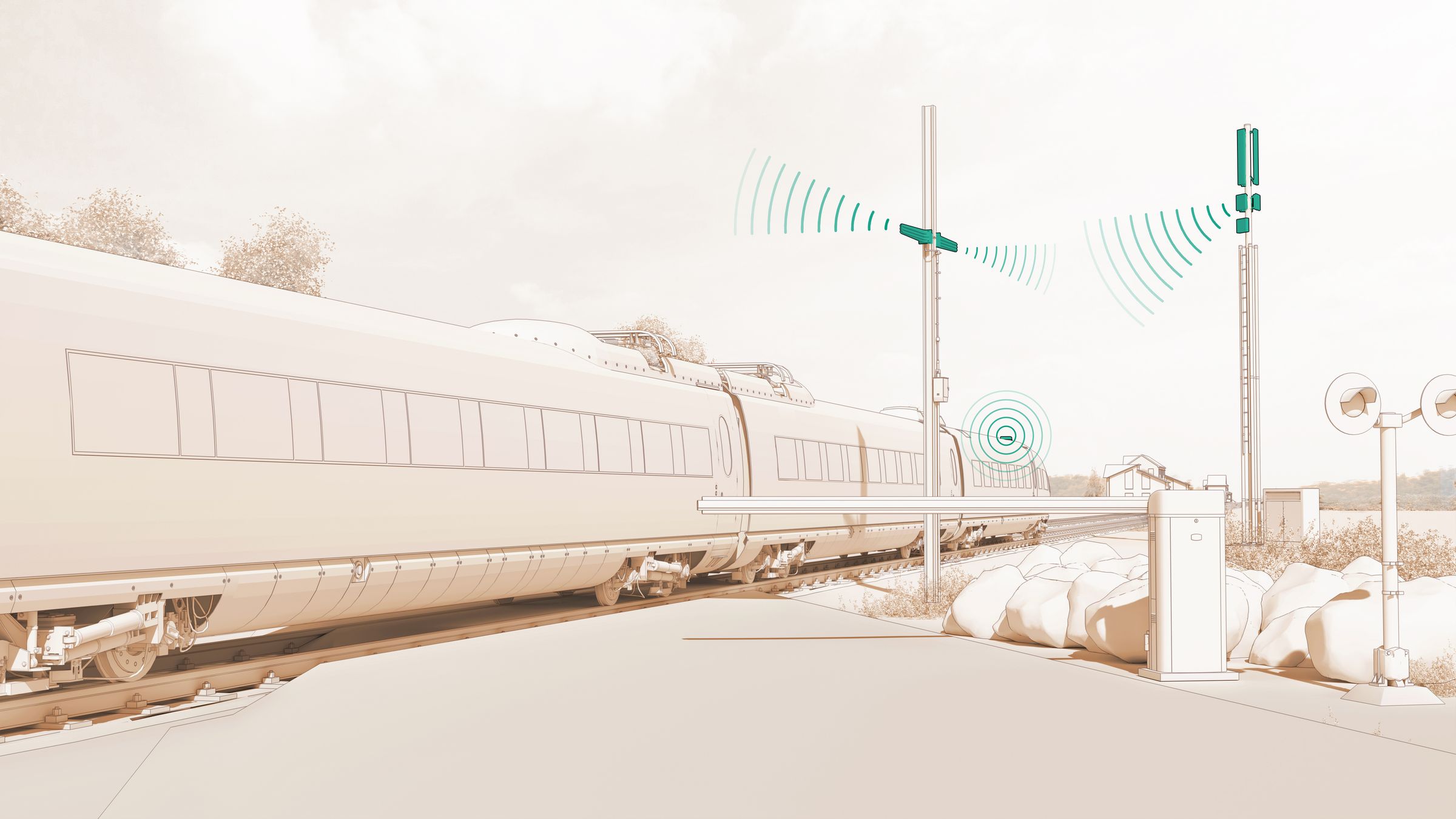 Railway barrier antenna