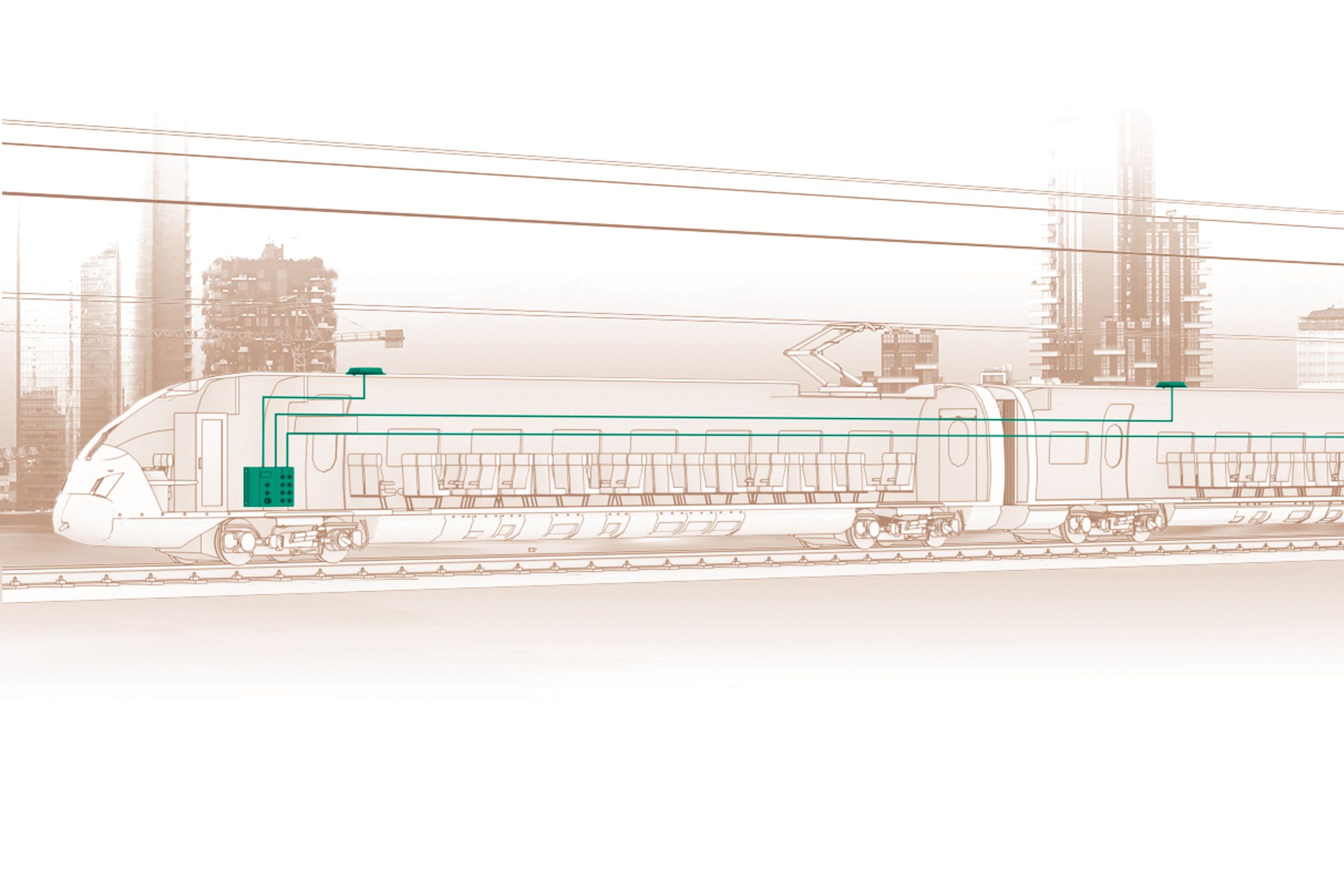 Train with active roof top antenna