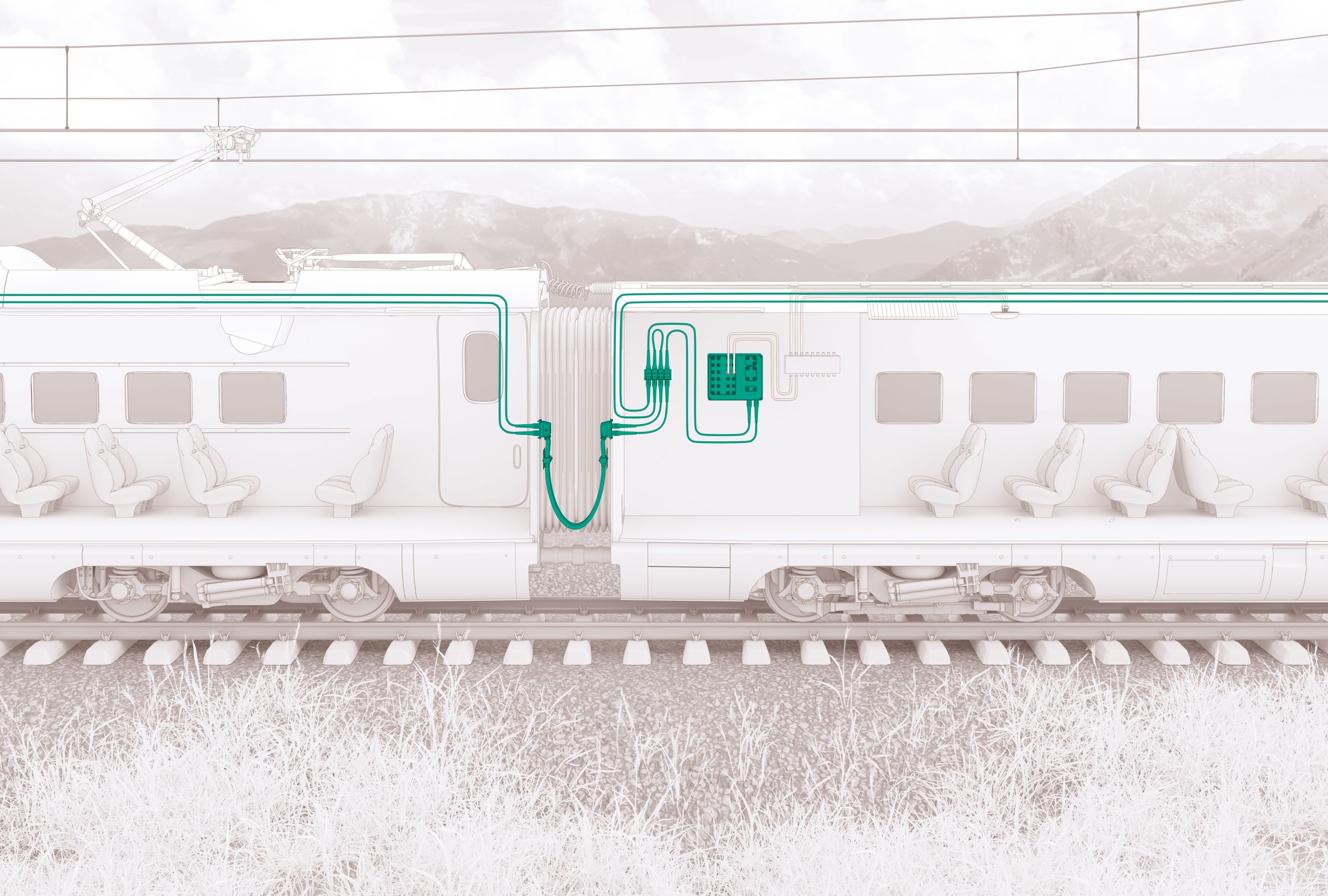 High speed train highlighting inter-vehicle jumper solutions