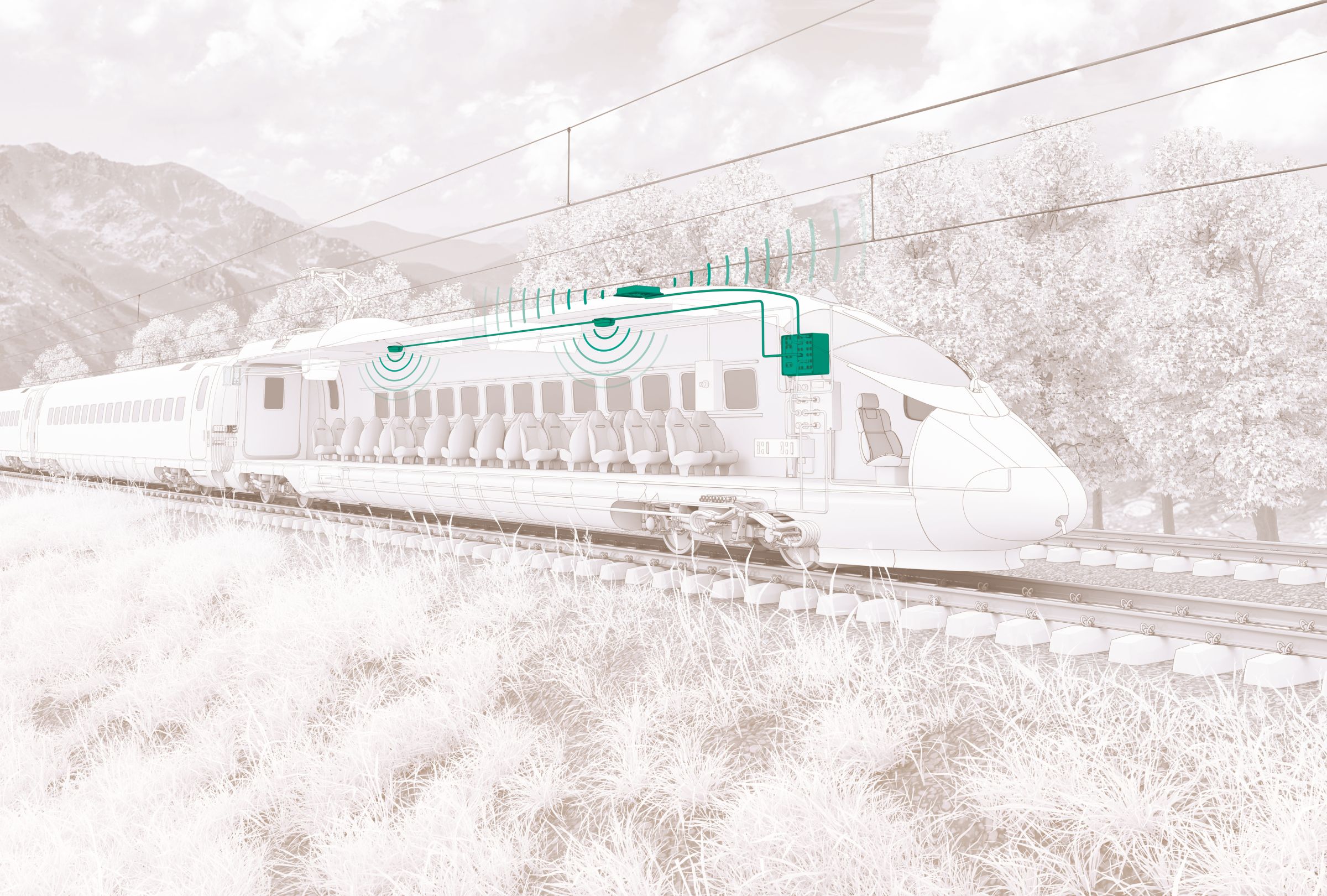 High speed train highlighting onboard active systems