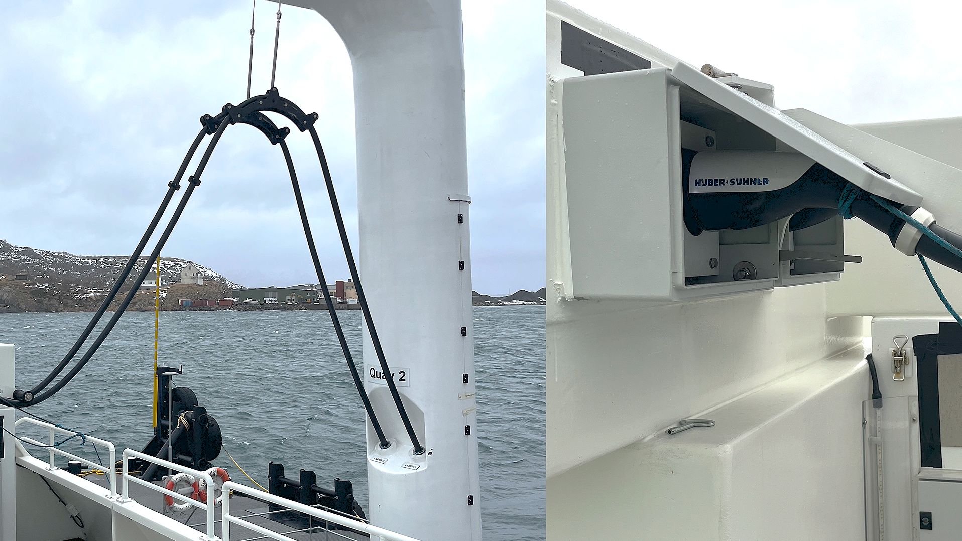 Megawatt charging connector on marine site