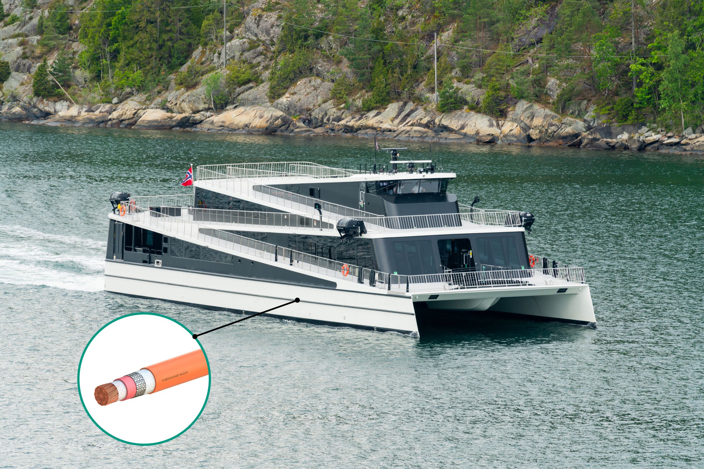 Catamaran ferry with RADOX HV cable