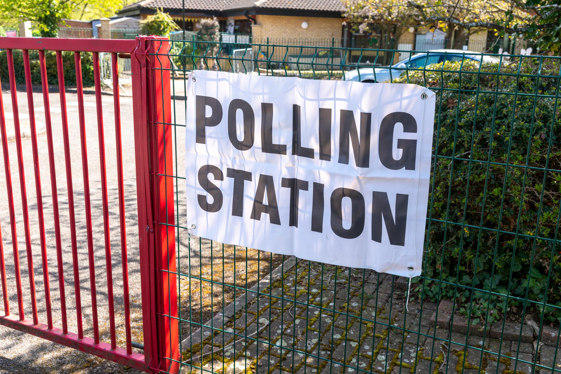 Polling Station signs outside a school.