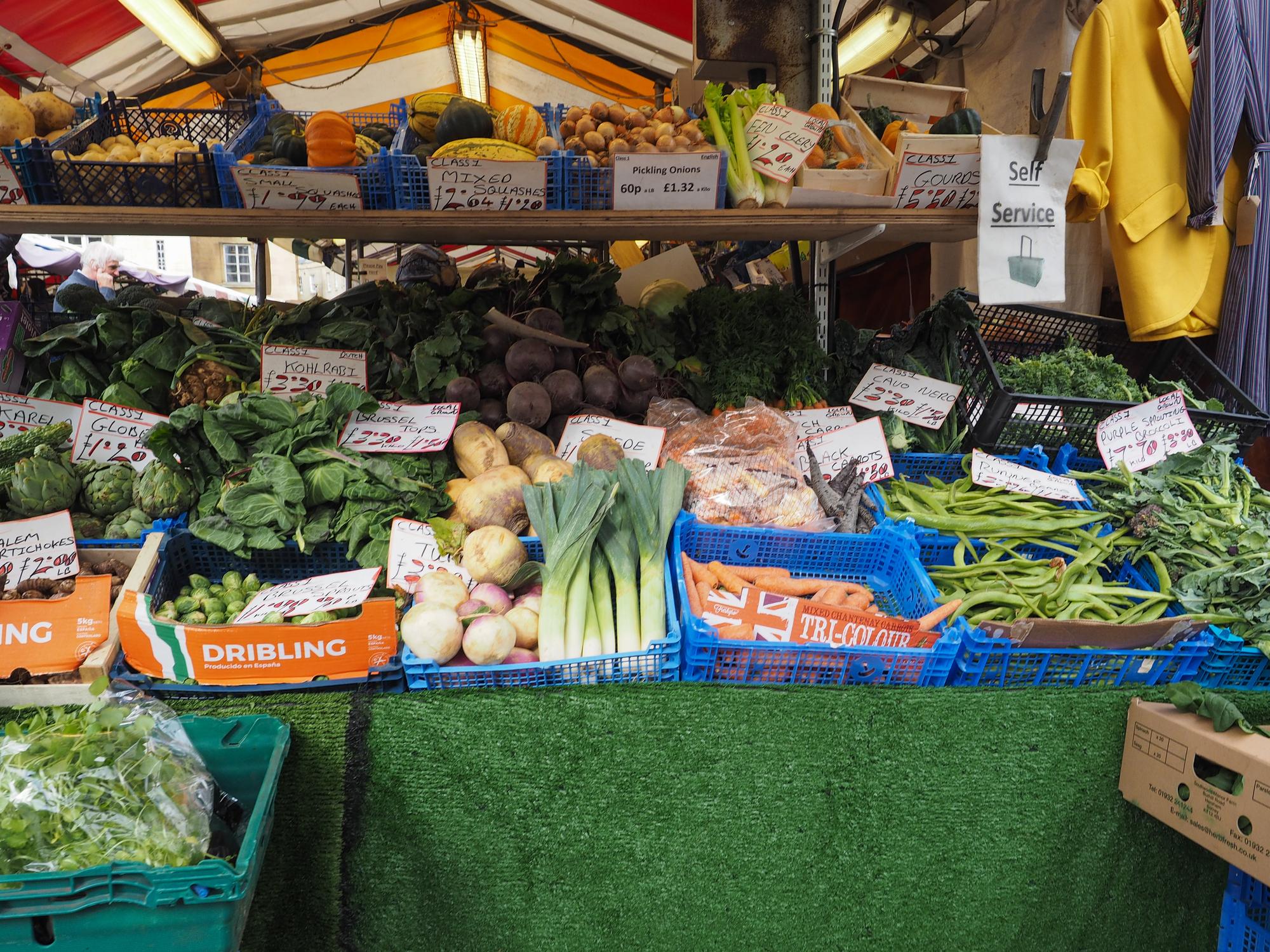 Market stall with vegetables