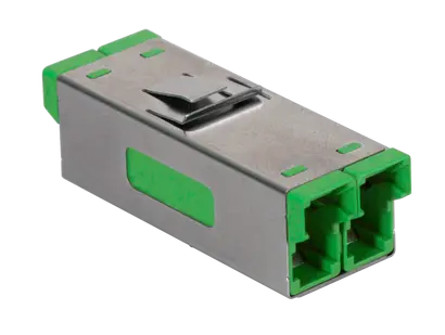 E-2000® Adapter, SM, APC, Einrastflansch, Duplex, grün