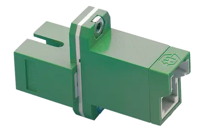 Adapter E-2000® / SC, SM, APC, 2-hole flange, simplex, green