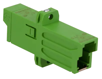 E-2000® Adapter, SM, APC, 0.1dB, 2-Loch Flansch, Simplex, grün