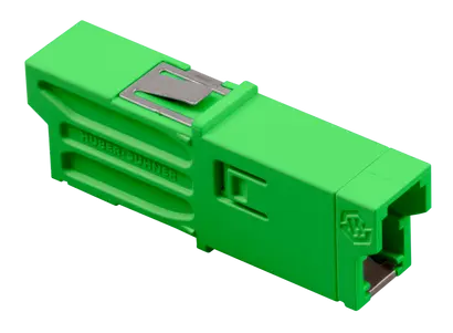 E-2000® Adapter, SM, APC, Einrastflansch, Simplex, grün