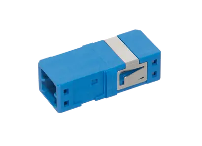 MDC adapter, SM, UPC, snap-in flange, duplex, blue
