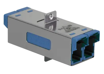 E-2000® Adapter, SM, UPC, 2-Loch Flansch, Duplex, blau