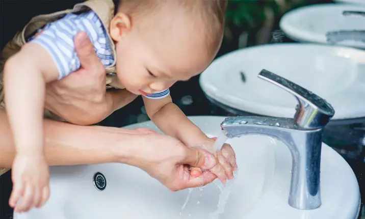 Caring for baby handwashing