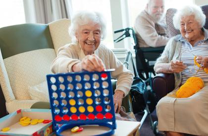 Residents playing games at Bedford Court, Leeds