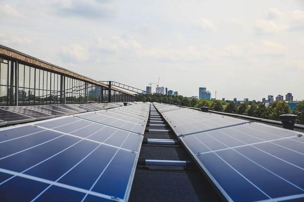 Solar panels on a commercial building