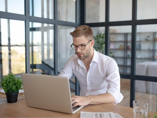 Man working on his laptop