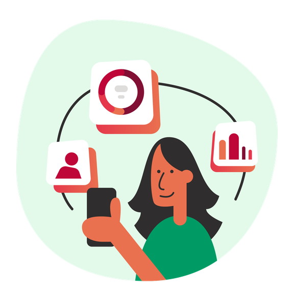 Illustratie vrouw kijkt naar telefoon