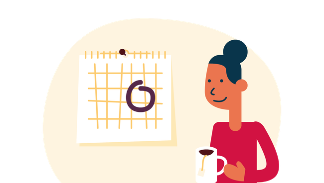 Vrouw kijkt naar kalender illustratie