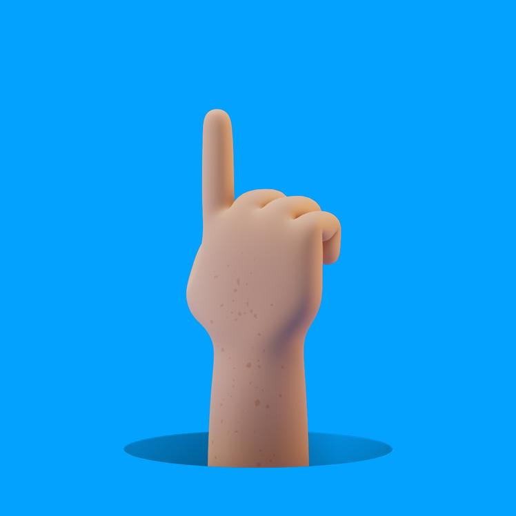 Vinger wijst in de lucht