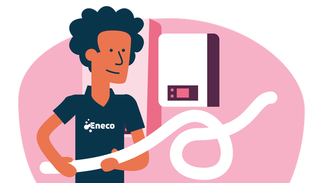Illustratie van Eneco monteur met koelingsbuizen