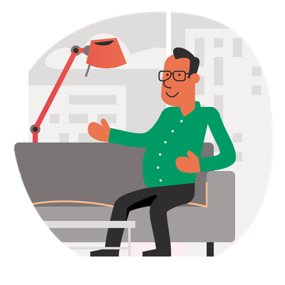 Man rust op de sofa (illustratie)