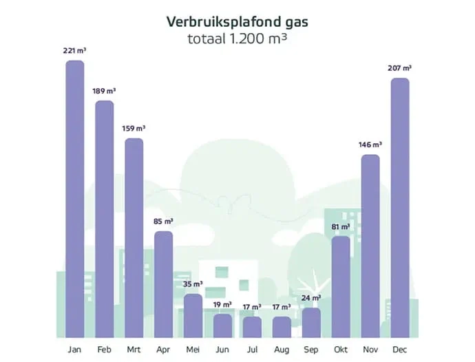 Grafiek verbruiksplafond gas