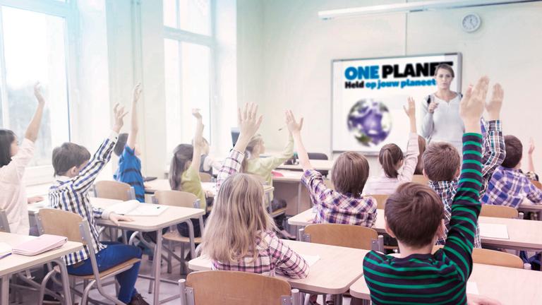 Kinderen in de klas les over One Planet