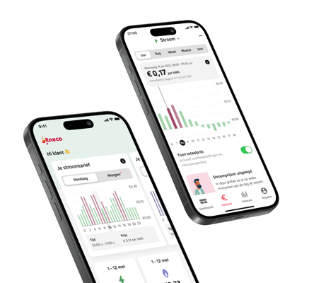 Twee telefoons met stroomverbruik op het scherm