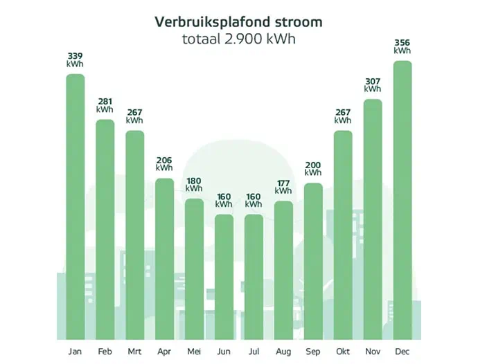 Grafiek verbruiksplafond stroom 