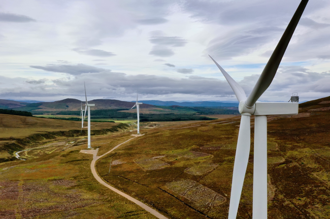 Windpark with windturbines in the UK
