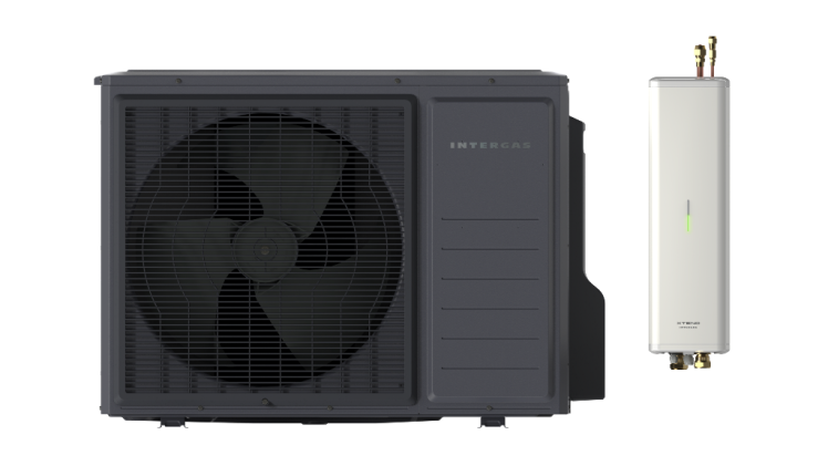 Intergas Xtend hybride warmtpomp - Cool Grey buitenunit en witte binnenunit