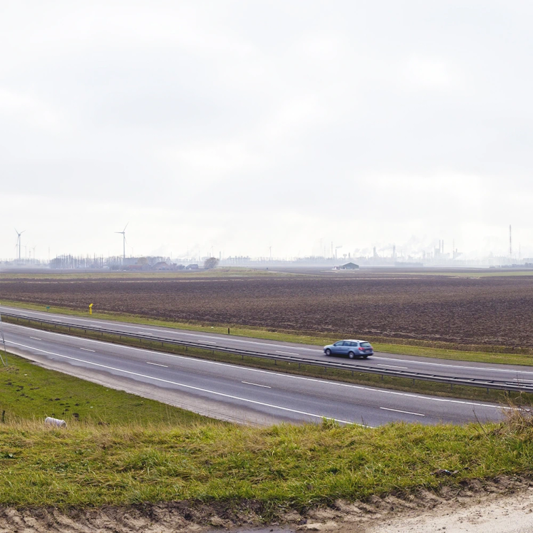 Autoweg bij Windpark Kabeljauwbeek