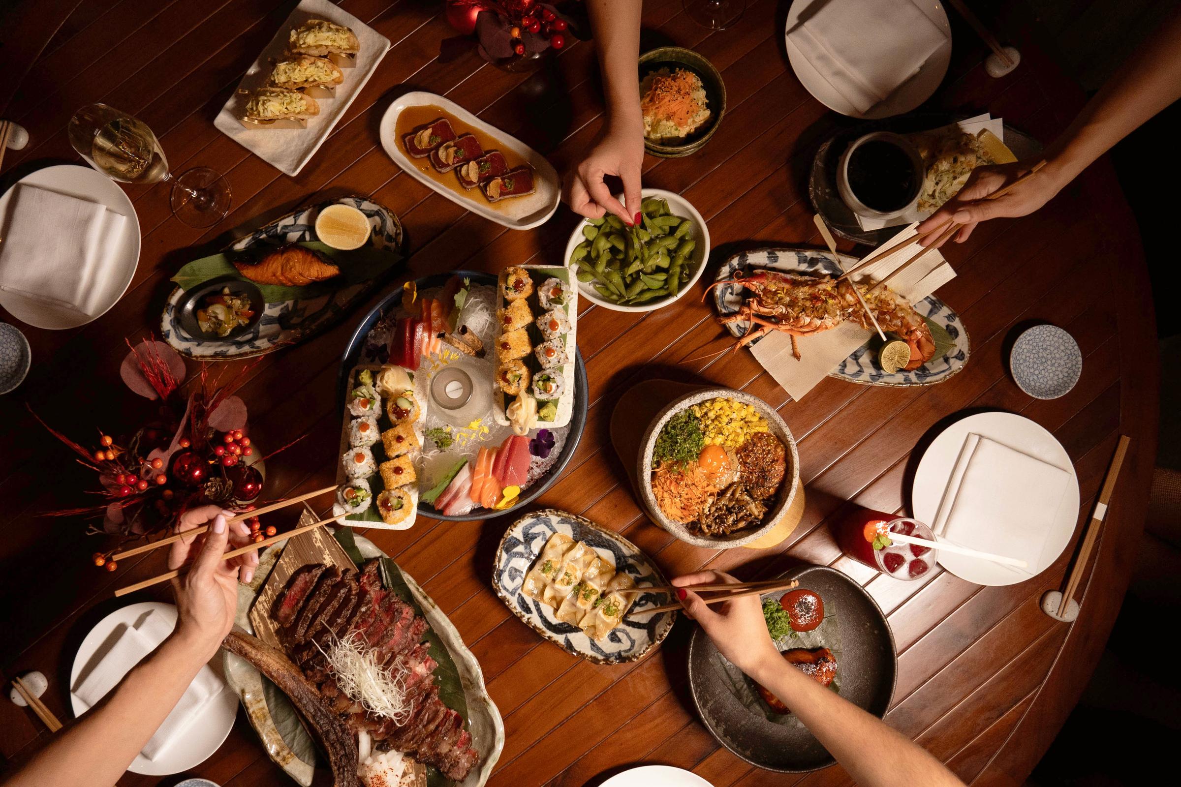 An Omakase style Christmas dinner can be enjoyed at MICHELIN-selected Netsu by Ross Shonhan. Image credit: Mandarin Oriental Jumeira, Dubai
