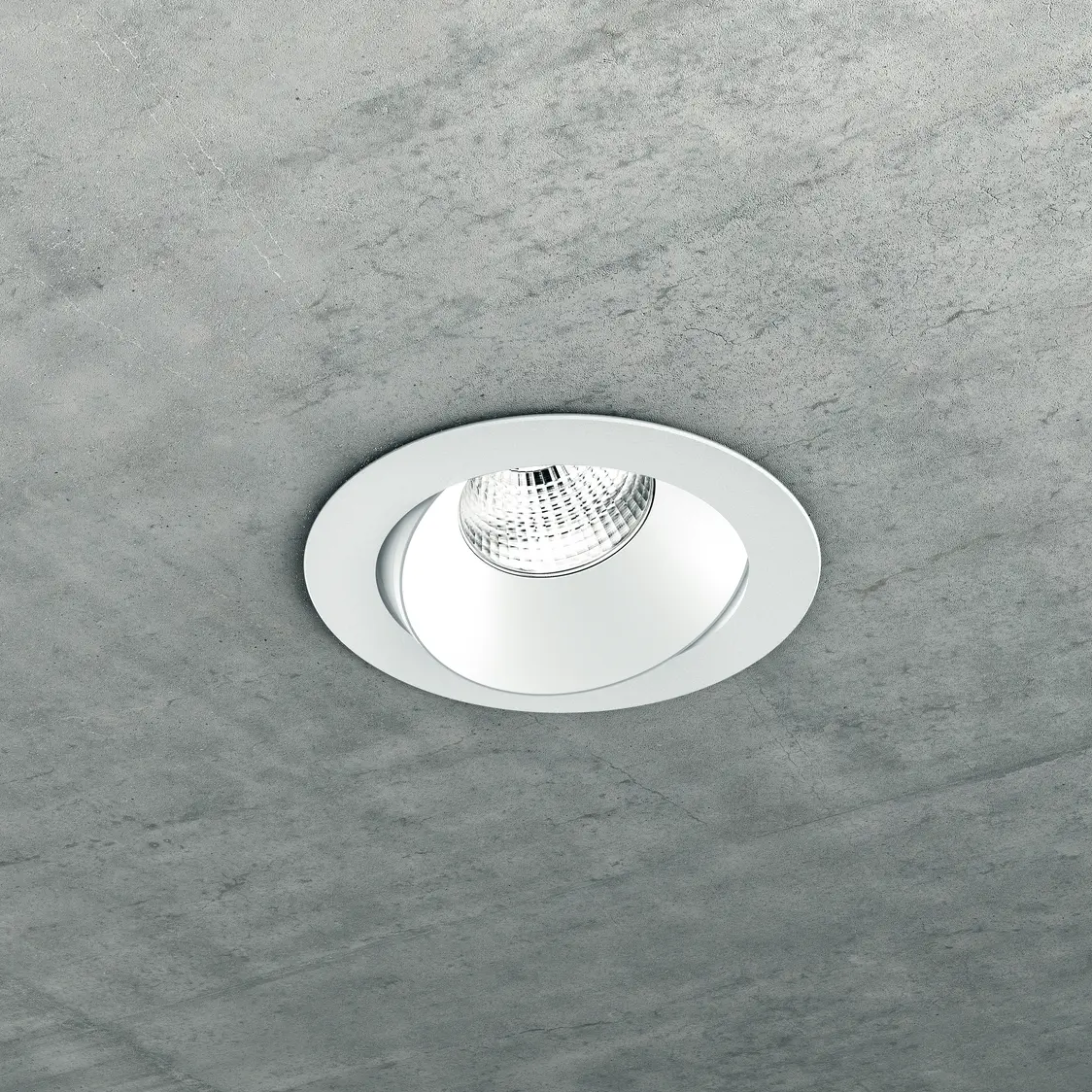 Micros II Leuchte in eine Betondecke eingebaut