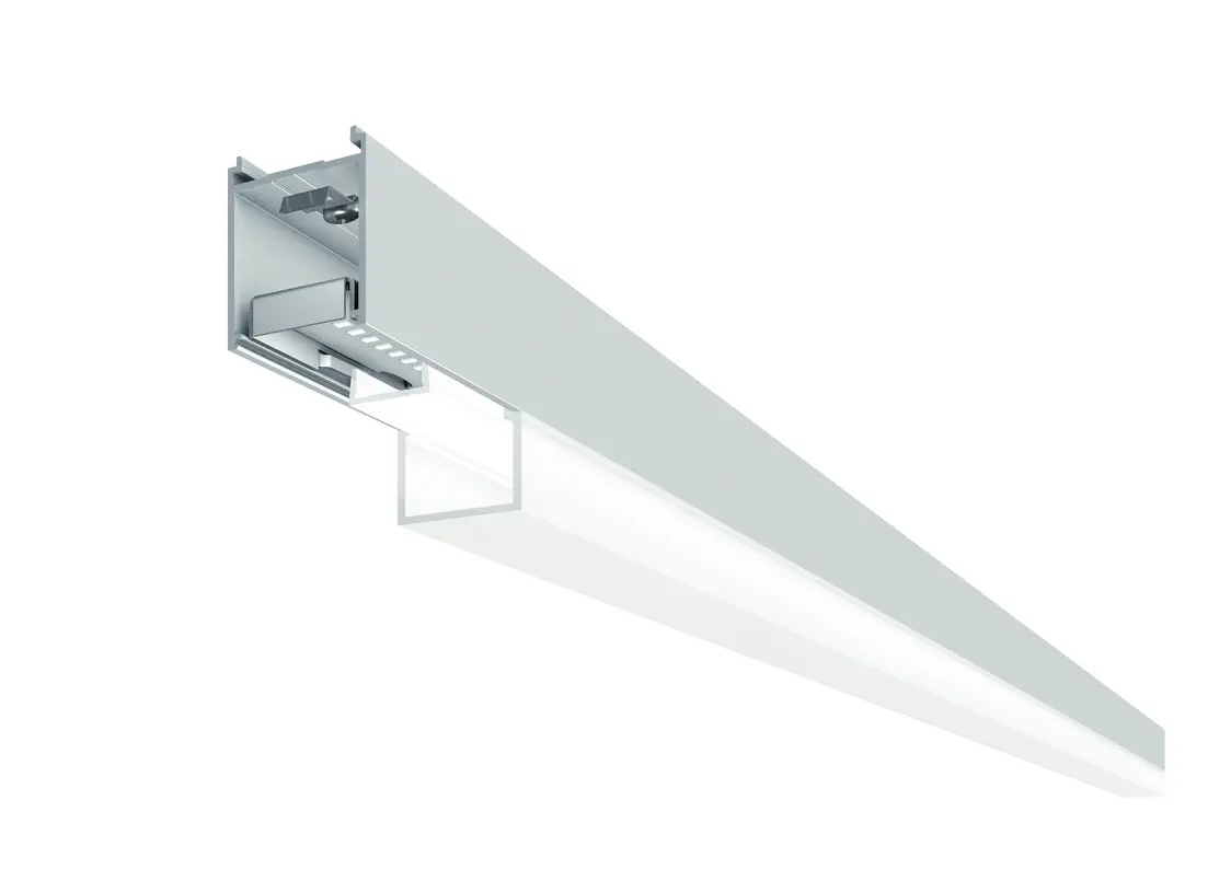 La lampada a LED LINARIA presenta un design sottile e minimalista e garantisce una luce uniforme e priva di abbagliamento negli interni moderni.