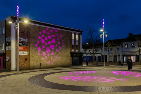 Il mercato di Spenymoor a Durham illuminato di notte