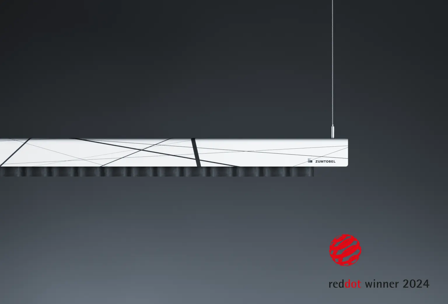 Several IZURA luminaires by Zumtobel are stylishly arranged in an open ceiling space.