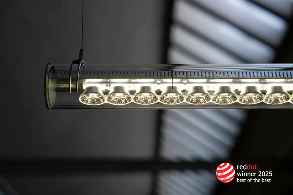 Solena suspended luminaire in a factory building