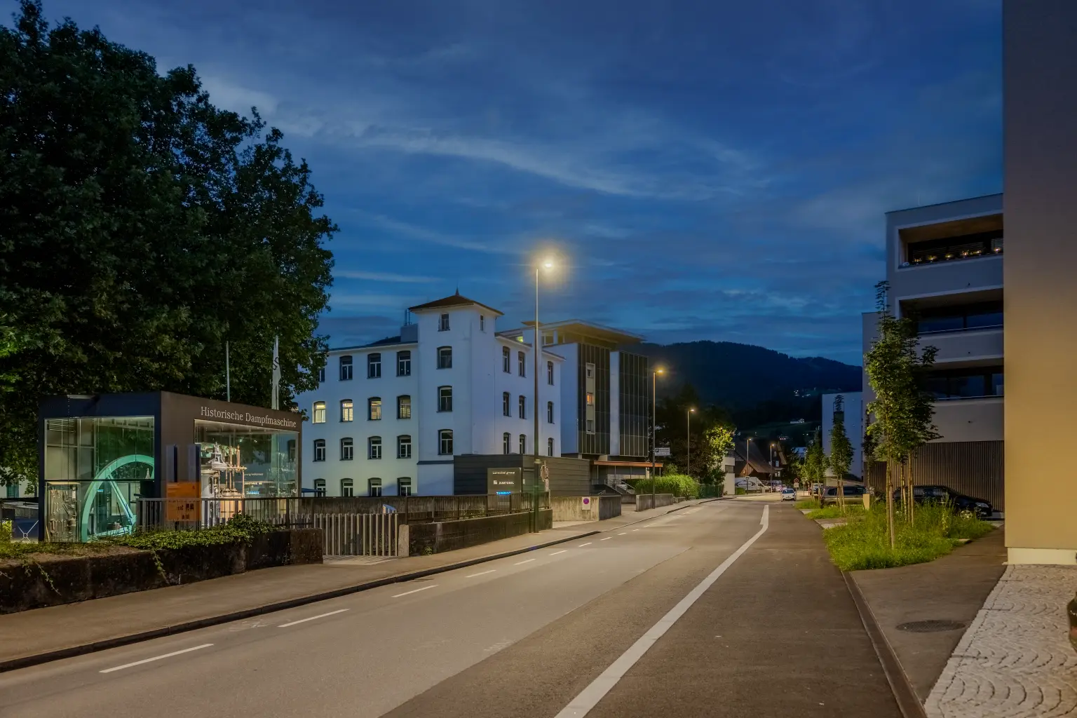 Dornbirn at night being illuminated by Isaro Pro