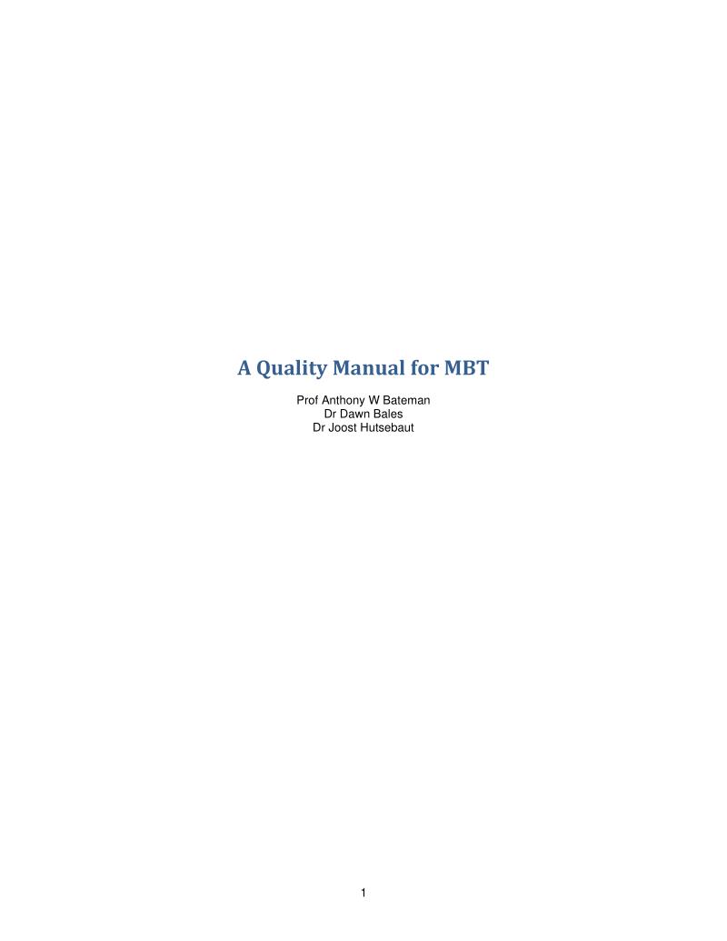 A Quality Manual for MBT Dec 2024