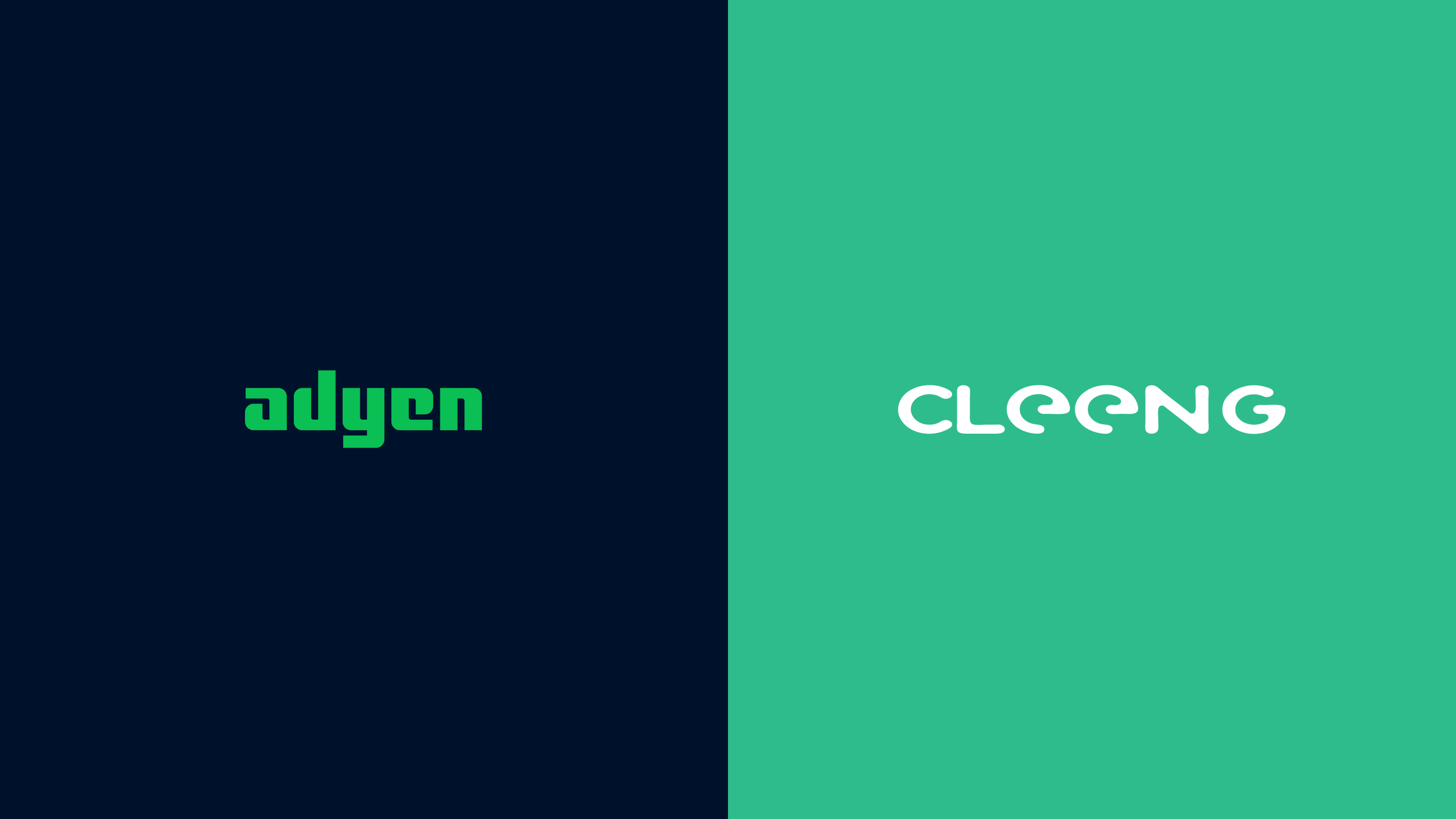 Cleeng and Adyen logos on a split background
