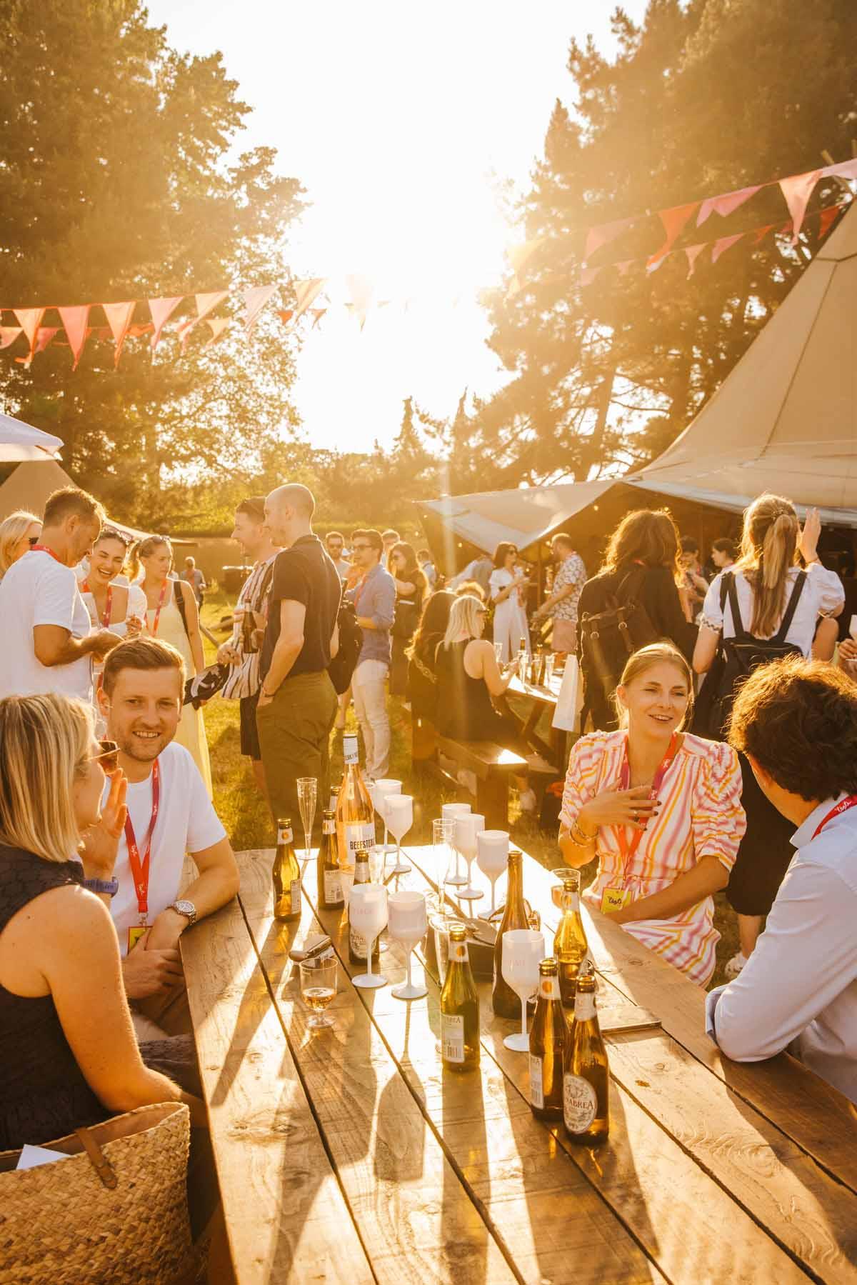 Festival outdoor setting with people 